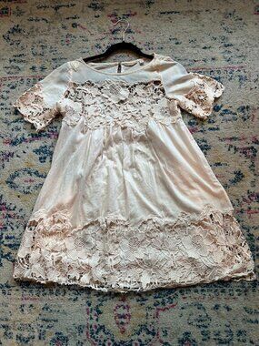 Anthropologie Holding Horses Magnolia Peach Babydoll Lace Dress - size 0